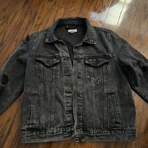 forever 21 black distressed denim jacket